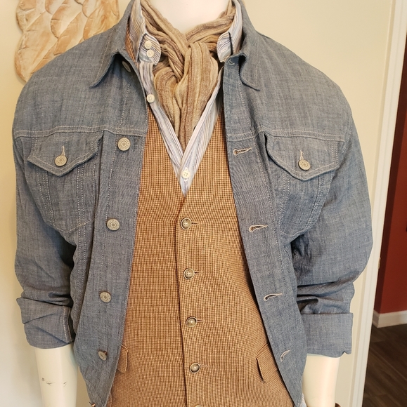 GAP 1969 LINEN/COTTON LIGHTWEIGH DENIM CUT JACKET - Picture 2 of 5